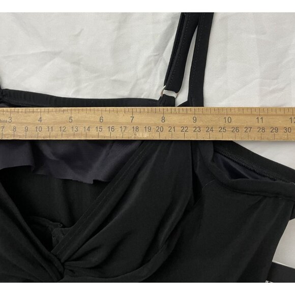 Miraclesuit Marina Underwire Tank Top Size 14 Black NWT Stretch Love Knot - Picture 8 of 12